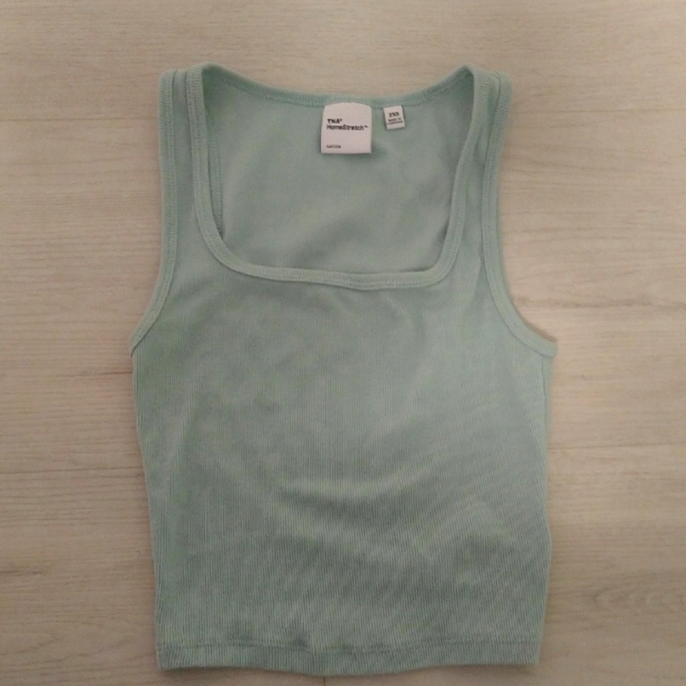 Aritzia mint Green Ribbed Tank Top